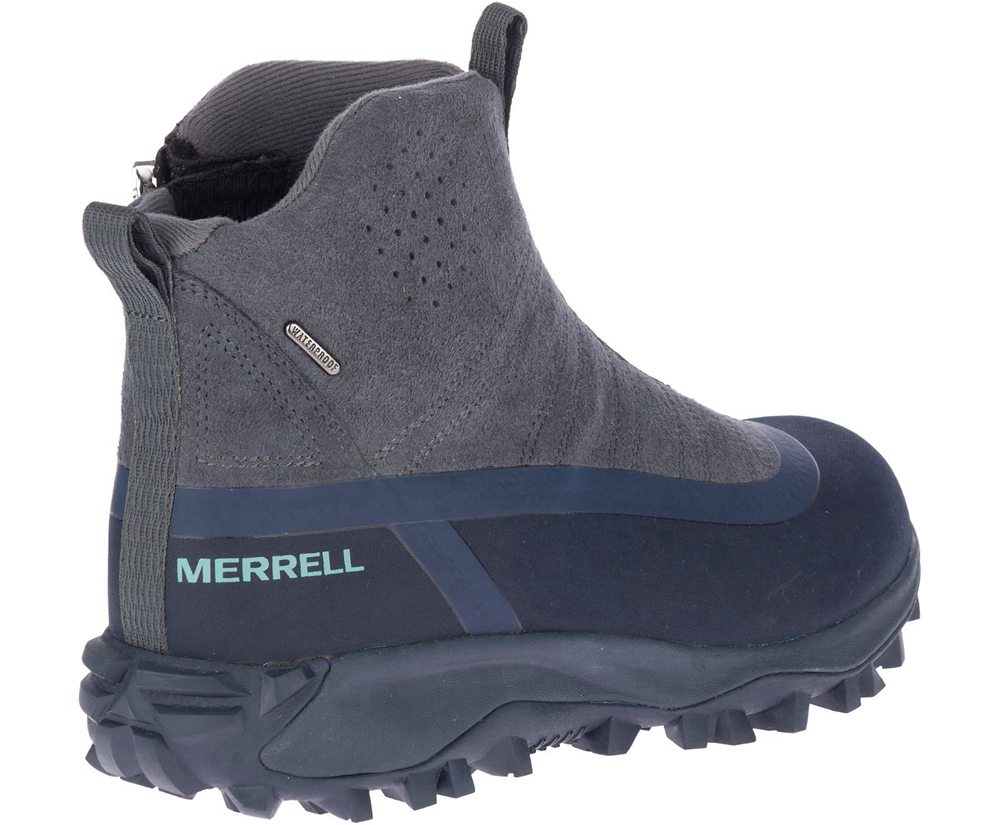 Kozaki Merrell Damskie Szare - Thermo Snowdrift Zip Mid Shell - 951274-FVT